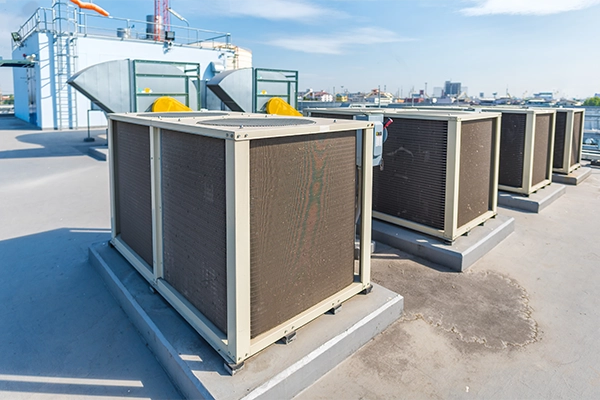 Row of commercial HVAC units